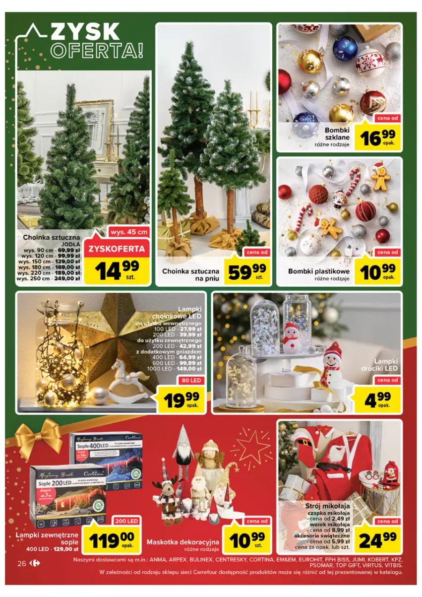 Gazetka promocyjna Carrefour - Gazetka Carrefour - ważna 06.12 do 11.12.2022 - strona 26 - produkty: Bombki, Choinka, Czapka, Czapka Mikołaja, Inka