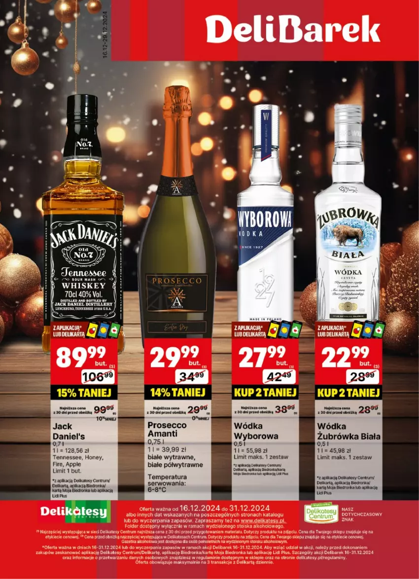 Gazetka promocyjna Delikatesy Centrum - DeliBarek DC51-DC52 - ważna 16.12 do 31.12.2024 - strona 1 - produkty: Dron, Jack Daniel's, Prosecco, Rama, Rum, Ser, Tran, Whiskey, Wódka, Wyborowa