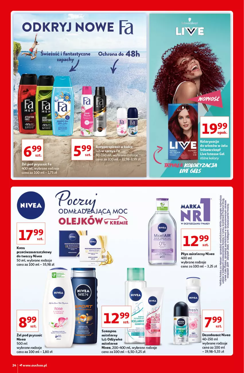 Gazetka promocyjna Auchan - Kultowe Marki Hipermarkety - ważna 04.06 do 11.06.2021 - strona 24 - produkty: Dezodorant, Fa, Fanta, Nivea, Odżywka, Płyn micelarny, Szampon