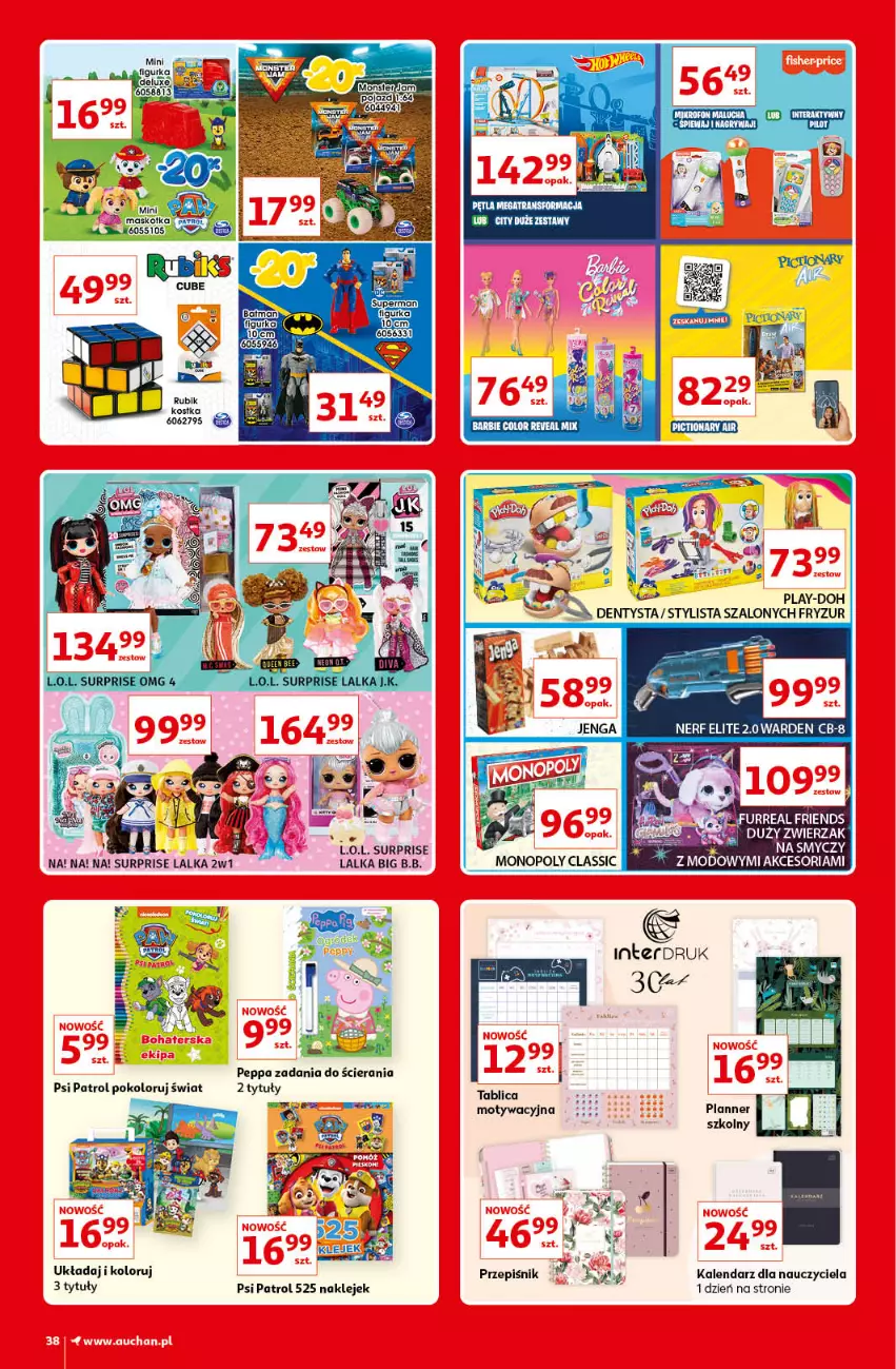 Gazetka promocyjna Auchan - Kultowe Marki Hipermarkety - ważna 04.06 do 11.06.2021 - strona 38 - produkty: Dentysta, Gry, Kalendarz, Klej, L.O.L., Lalka, Mikrofon, Monopoly, Play-Doh, Psi Patrol, Smycz, Szal, Tera