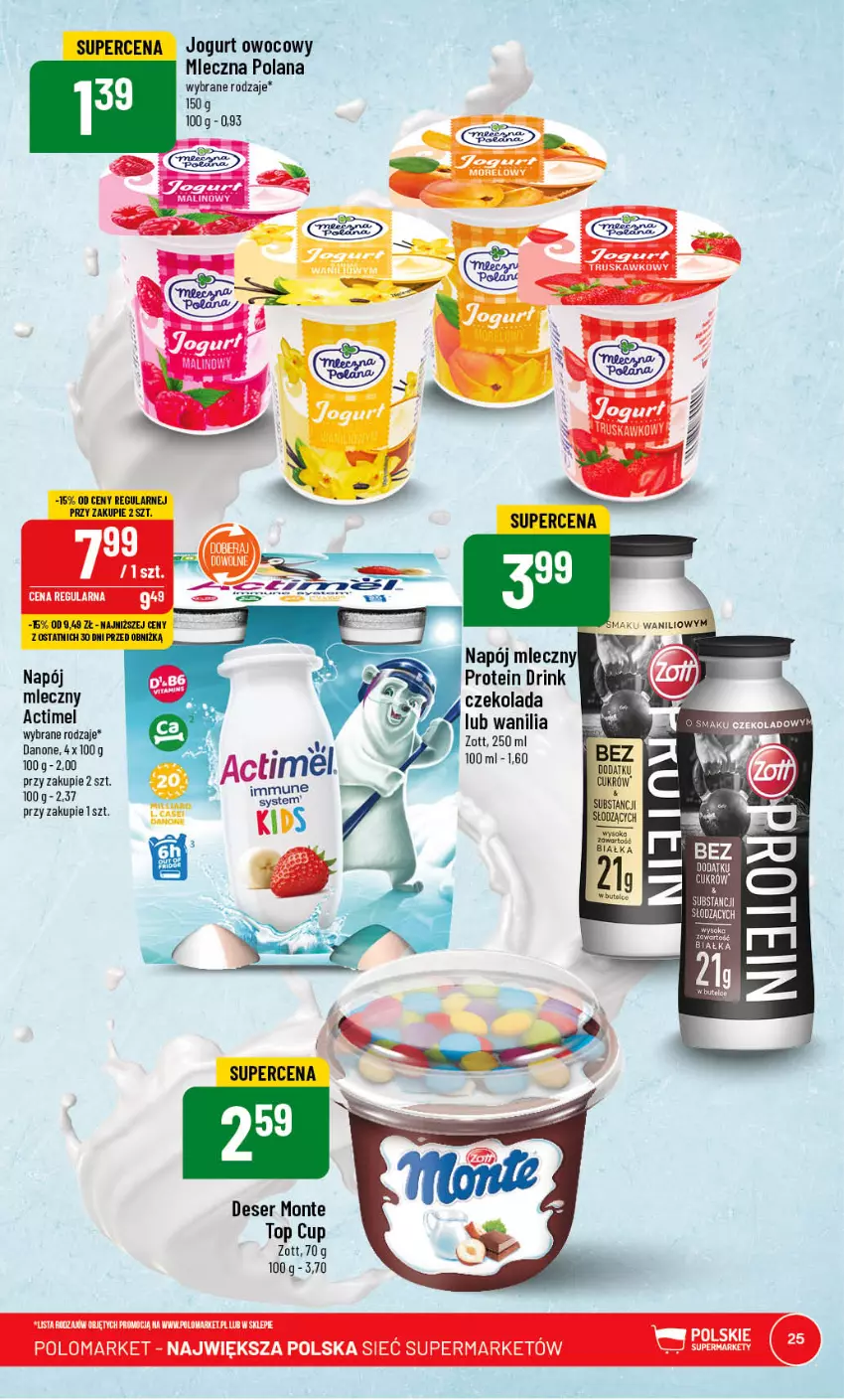 Gazetka promocyjna PoloMarket - Gazetka pomocyjna - ważna 07.06 do 13.06.2023 - strona 25 - produkty: Czekolada, Danone, Deser, Jogurt, Jogurt owocowy, LANA, LG, Monte, Napój, Ser, Top, Zott