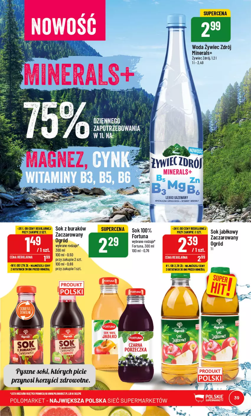 Gazetka promocyjna PoloMarket - Gazetka pomocyjna - ważna 07.06 do 13.06.2023 - strona 39 - produkty: Fortuna, Ogród, Sok, Sok jabłkowy, Woda