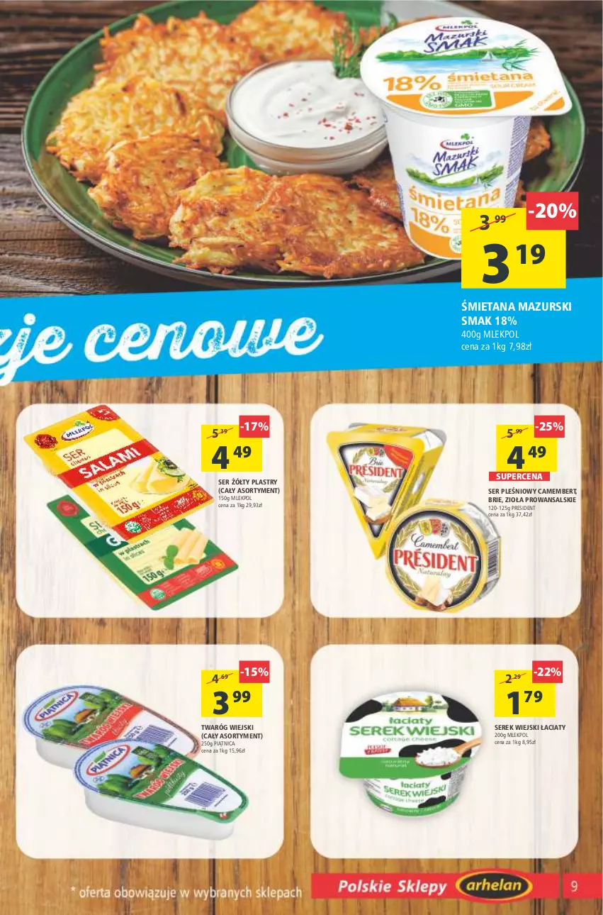 Gazetka promocyjna Arhelan - Gazetka - ważna 28.01 do 06.02.2022 - strona 9 - produkty: Brie, Camembert, Piątnica, Ser, Ser pleśniowy, Serek, Serek wiejski, Twaróg