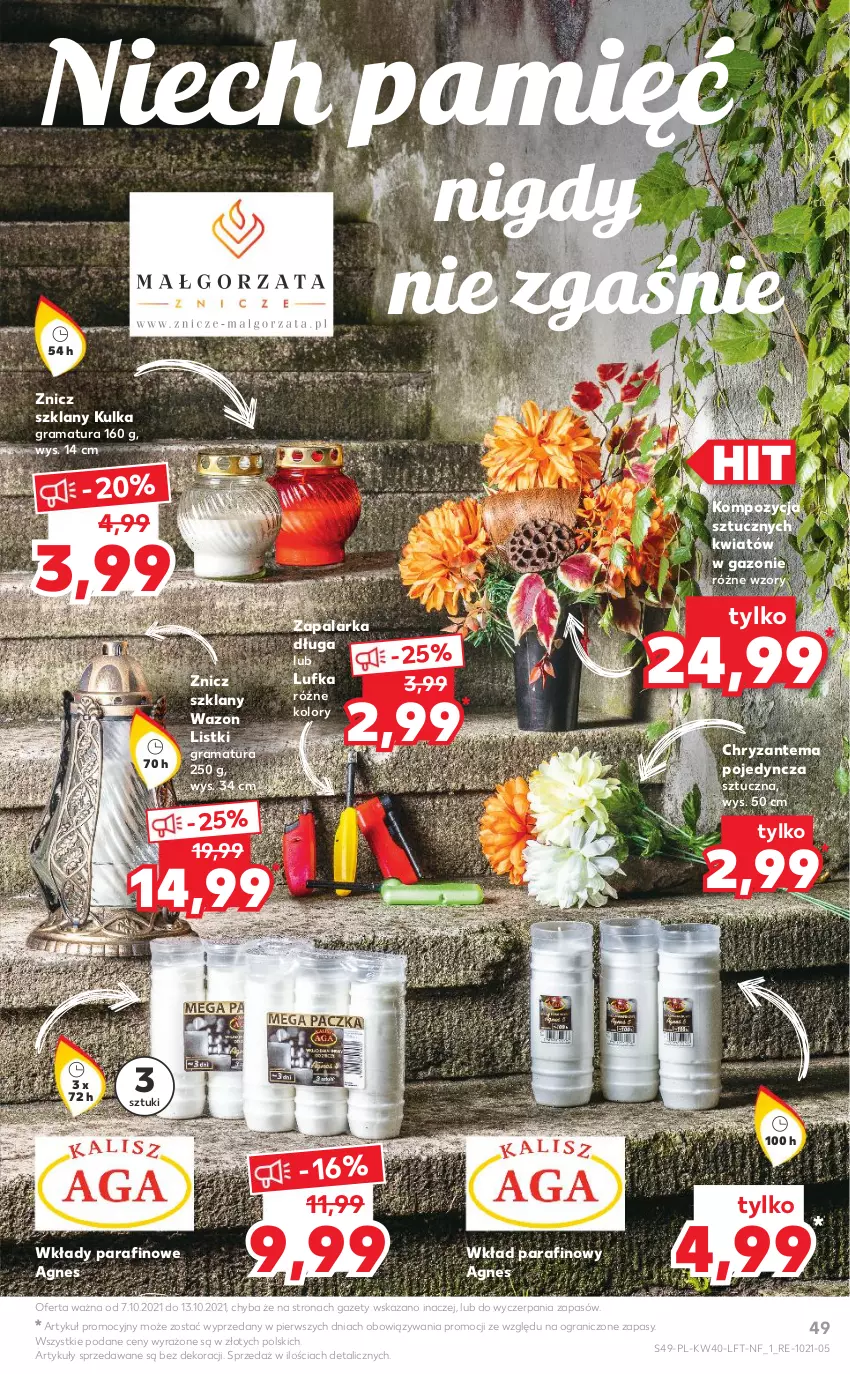 Gazetka promocyjna Kaufland - OFERTA TYGODNIA - ważna 07.10 do 13.10.2021 - strona 49 - produkty: Chryzantema, Gra, Rama, Wazon, Zapalarka, Znicz