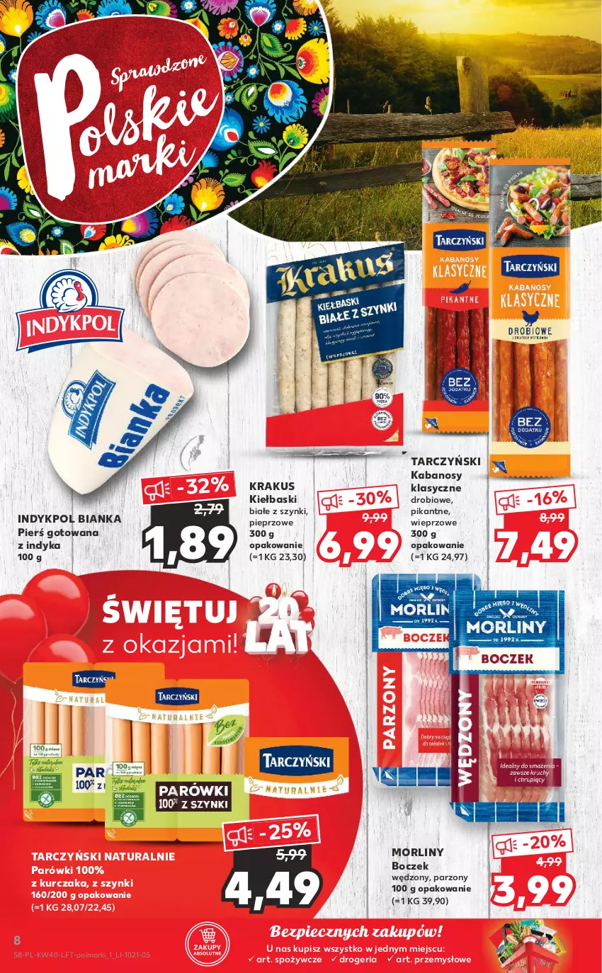 Gazetka promocyjna Kaufland - OFERTA TYGODNIA - ważna 07.10 do 13.10.2021 - strona 8 - produkty: Bianka, Boczek, Kabanos, Kiełbaski białe, Krakus, Kurczak, Morliny, Olma, Parówki, Piec, Pieprz, Tarczyński