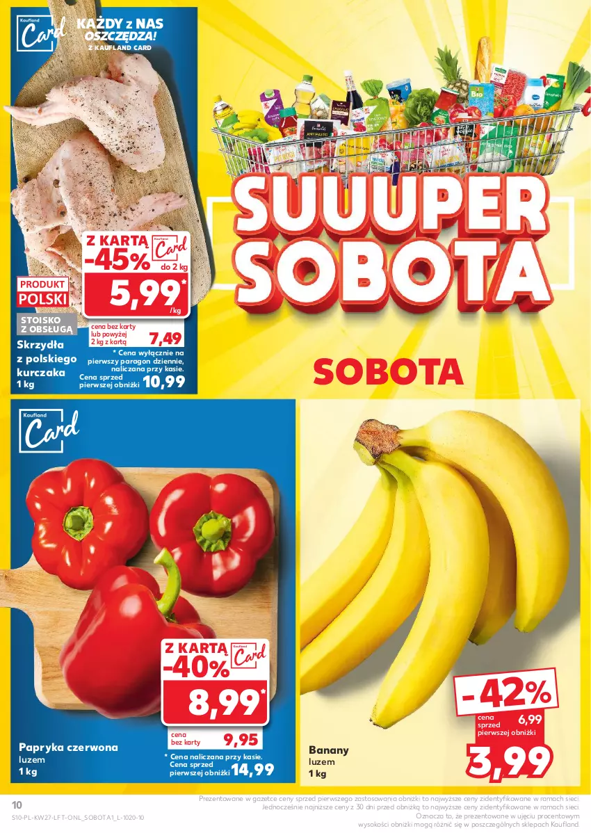 Gazetka promocyjna Kaufland - Gazetka tygodnia - ważna 04.07 do 10.07.2024 - strona 10 - produkty: Banany, Kurczak, Papryka, Papryka czerwona, Rama, Sok