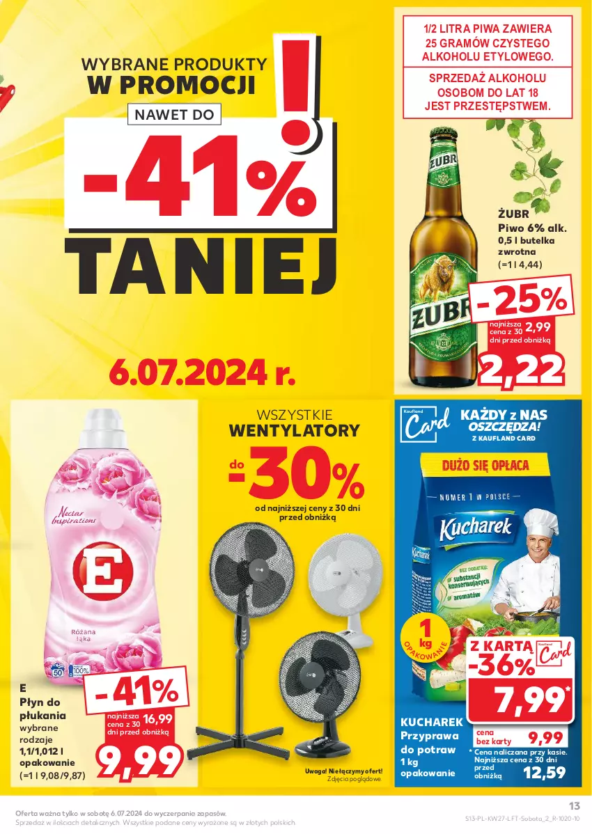 Gazetka promocyjna Kaufland - Gazetka tygodnia - ważna 04.07 do 10.07.2024 - strona 13 - produkty: Gra, Kucharek, Piwa, Piwo, Płyn do płukania, Przyprawa do potraw, Waga