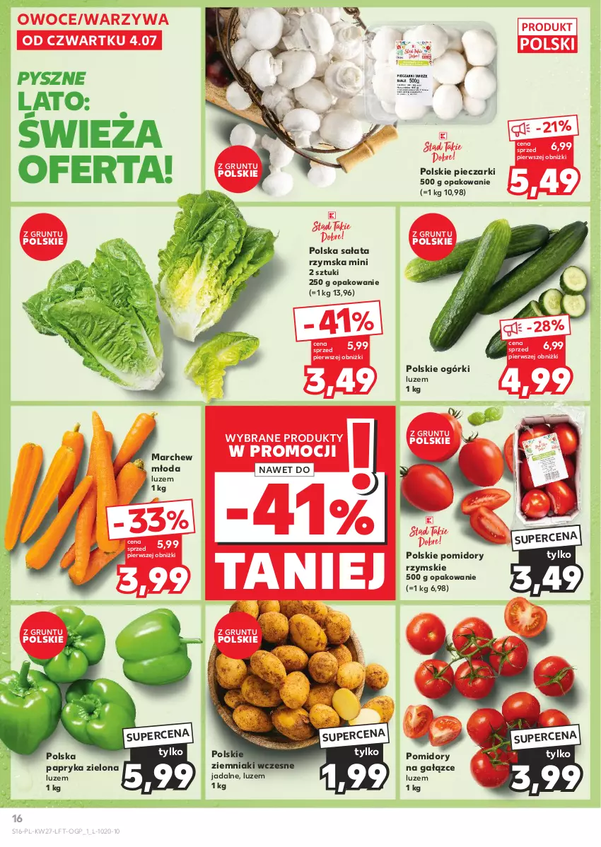 Gazetka promocyjna Kaufland - Gazetka tygodnia - ważna 04.07 do 10.07.2024 - strona 16 - produkty: Grunt, Owoce, Papryka, Piec, Pomidory, Sałat, Warzywa, Ziemniaki