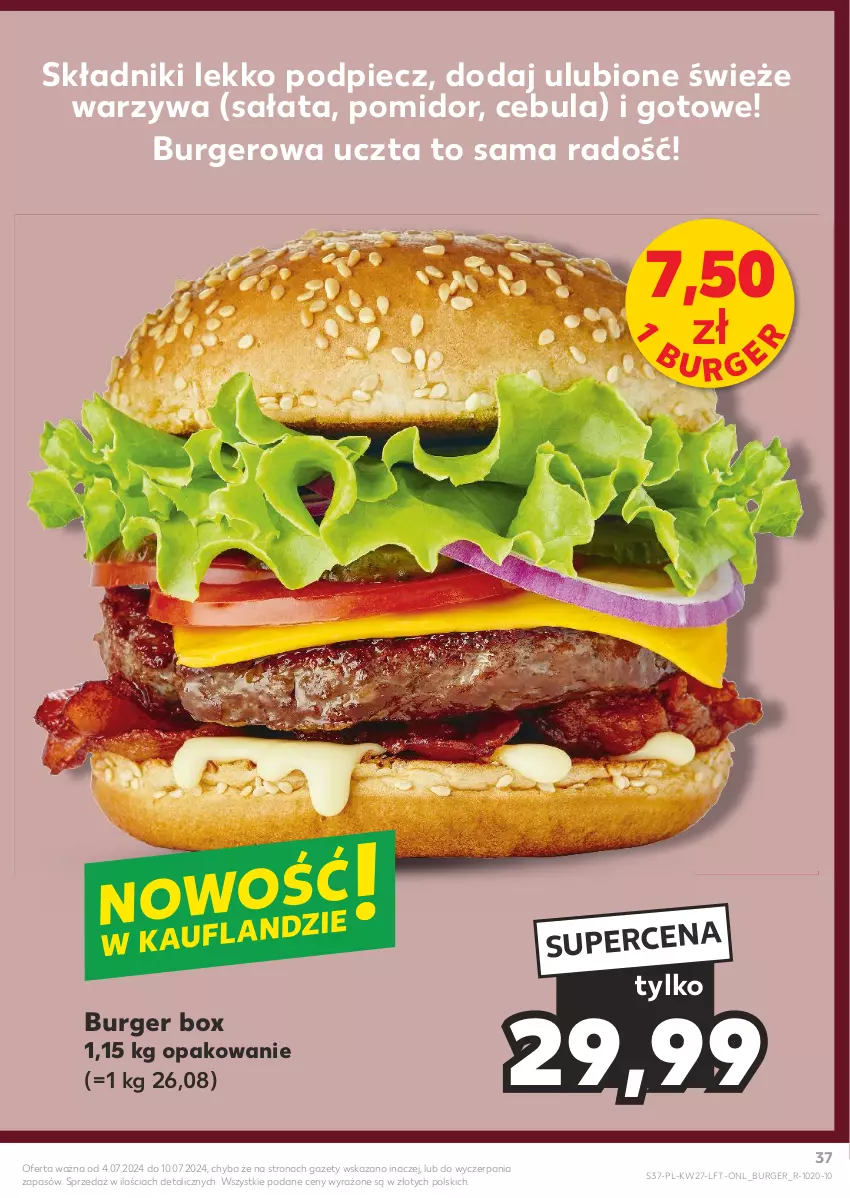 Gazetka promocyjna Kaufland - Gazetka tygodnia - ważna 04.07 do 10.07.2024 - strona 37 - produkty: Burger, Cebula, Piec, Sałat, Warzywa