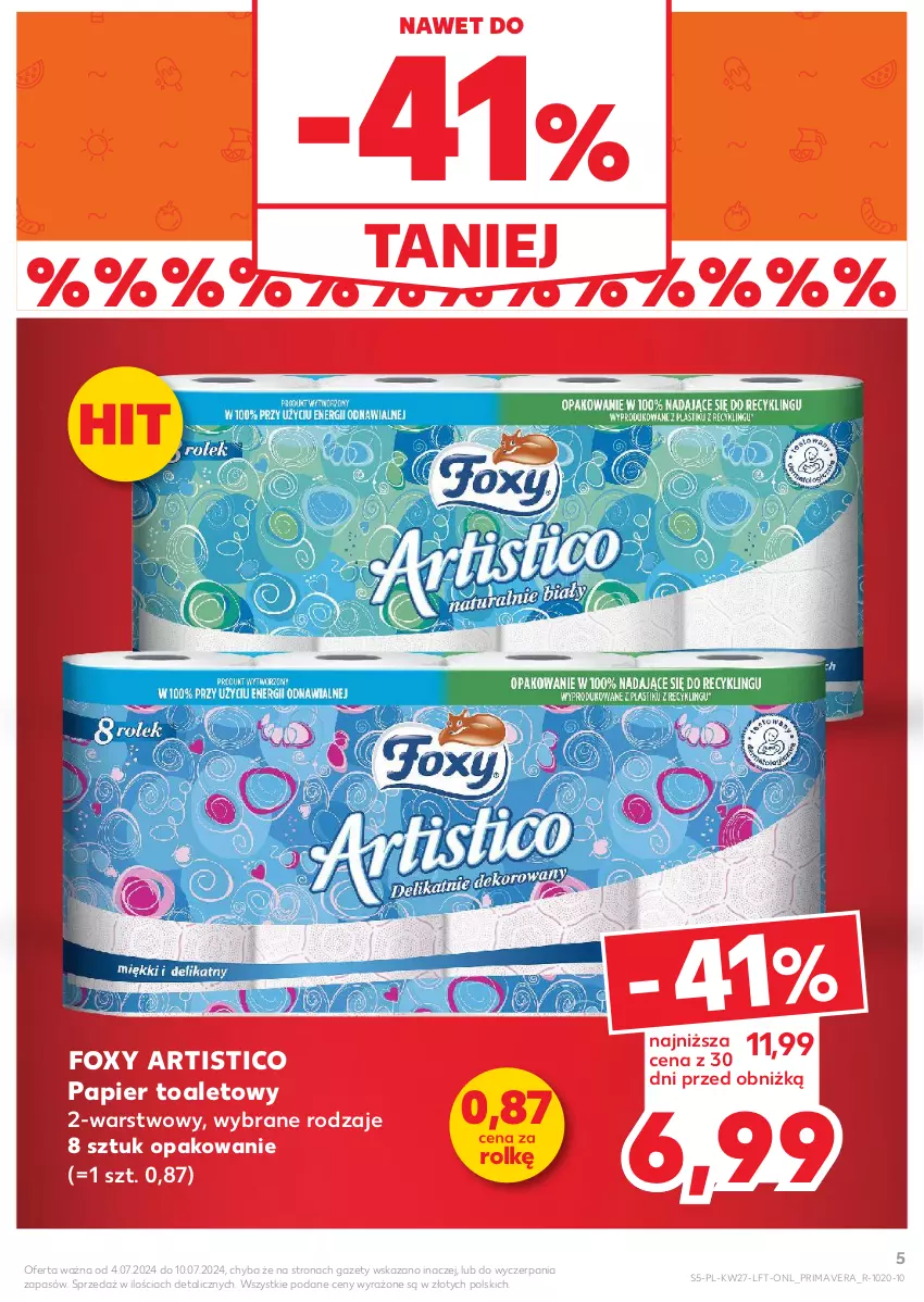 Gazetka promocyjna Kaufland - Gazetka tygodnia - ważna 04.07 do 10.07.2024 - strona 5 - produkty: Foxy, Papier, Papier toaletowy, Prima, Primavera