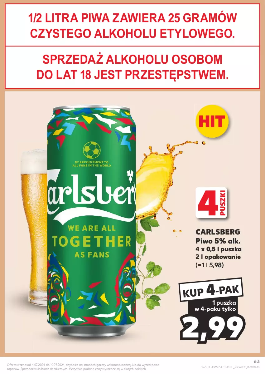 Gazetka promocyjna Kaufland - Gazetka tygodnia - ważna 04.07 do 10.07.2024 - strona 63 - produkty: Carlsberg, Gra, Piwa, Piwo