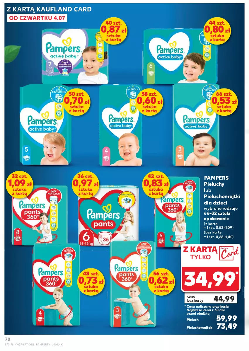 Gazetka promocyjna Kaufland - Gazetka tygodnia - ważna 04.07 do 10.07.2024 - strona 70 - produkty: Dzieci, Majtki, Pampers, Pieluchomajtki, Pieluchy