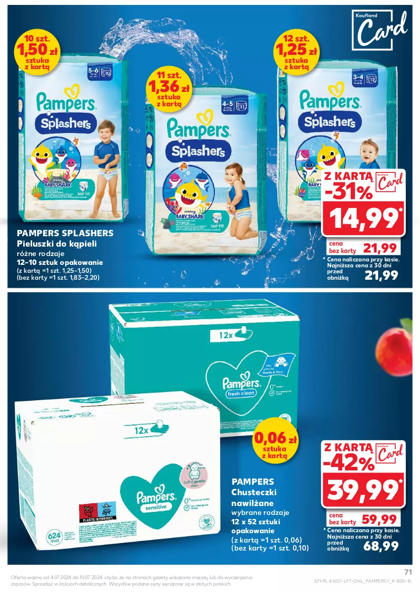 Gazetka promocyjna Kaufland - Gazetka tygodnia - ważna 04.07 do 10.07.2024 - strona 71 - produkty: Chusteczki, Pampers