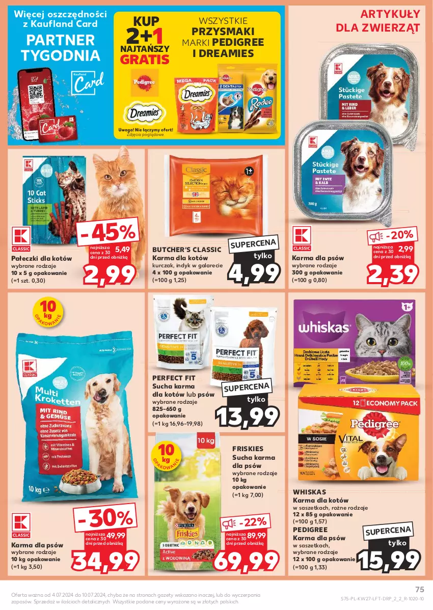 Gazetka promocyjna Kaufland - Gazetka tygodnia - ważna 04.07 do 10.07.2024 - strona 75 - produkty: Friskies, Gala, Gra, Kurczak, Pedigree, Przysmaki, Sucha karma, Waga, Whiskas