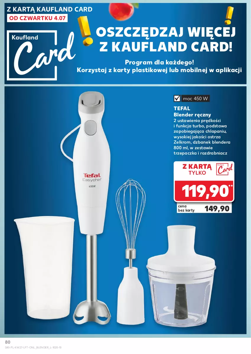 Gazetka promocyjna Kaufland - Gazetka tygodnia - ważna 04.07 do 10.07.2024 - strona 80 - produkty: Blender, Blender ręczny, Dzbanek, Fa, Gra, Mobil, Rozdrabniacz, Sok, Tefal, Trzepaczka