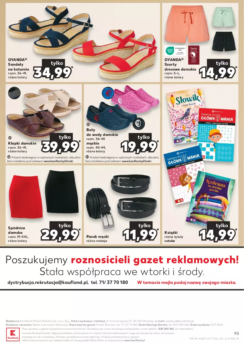 Gazetka promocyjna Kaufland - Gazetka tygodnia - ważna 04.07 do 10.07.2024 - strona 95 - produkty: Buty, Buty do wody, Dres, Gra, Klapki, Pasek, Pasek męski, Sandał, Spódnica, Szorty, Telefon