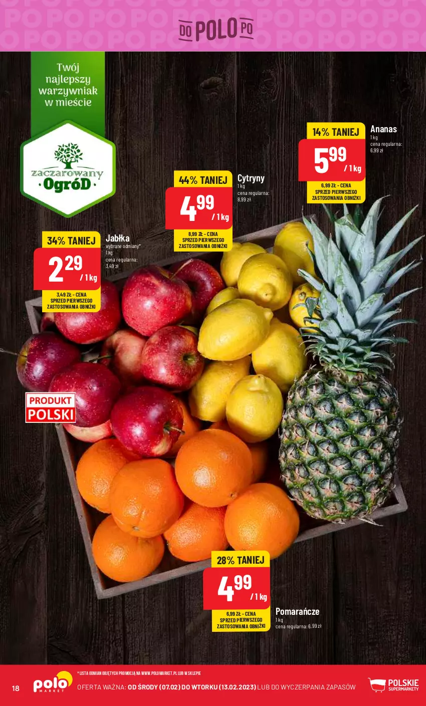 Gazetka promocyjna PoloMarket - Gazetka pomocyjna - ważna 07.02 do 13.02.2024 - strona 18 - produkty: Ananas, Cytryny, Jabłka, Pomarańcze