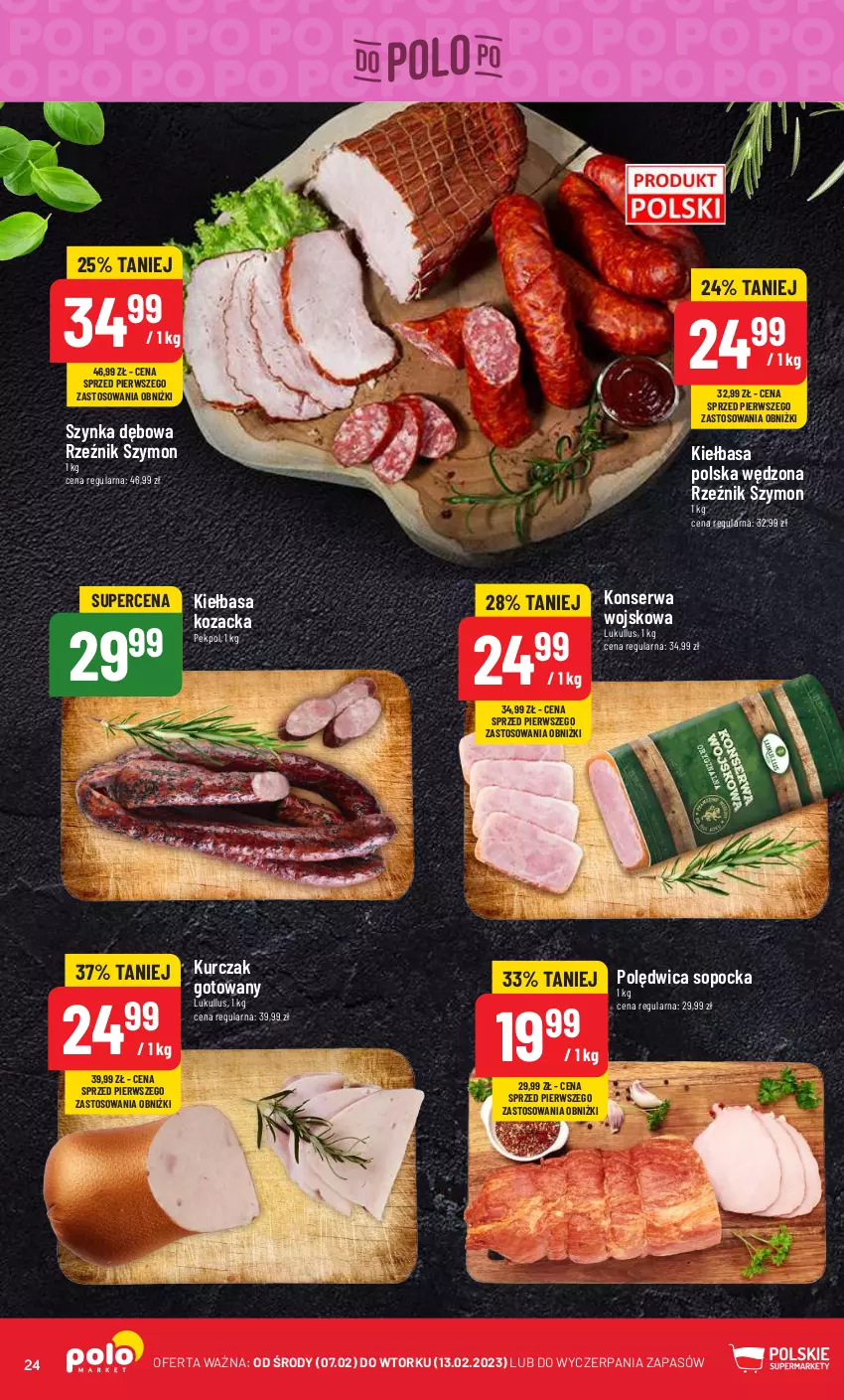 Gazetka promocyjna PoloMarket - Gazetka pomocyjna - ważna 07.02 do 13.02.2024 - strona 24 - produkty: Kiełbasa, Kurczak, Kurczak gotowany, Pekpol, Polędwica, Ser, Szynka