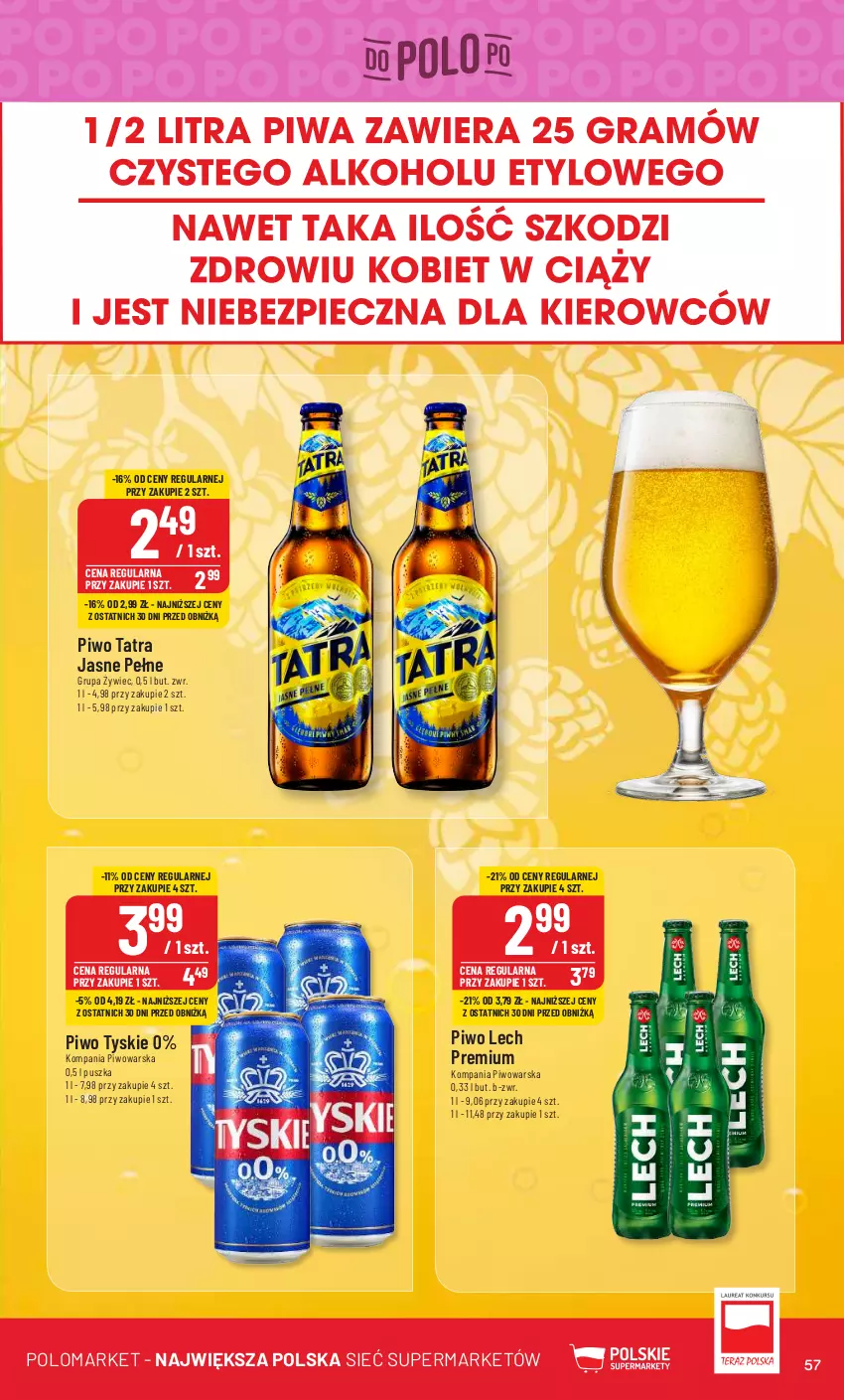 Gazetka promocyjna PoloMarket - Gazetka pomocyjna - ważna 07.02 do 13.02.2024 - strona 57 - produkty: Lech Premium, Piwo, Tatra, Tyskie