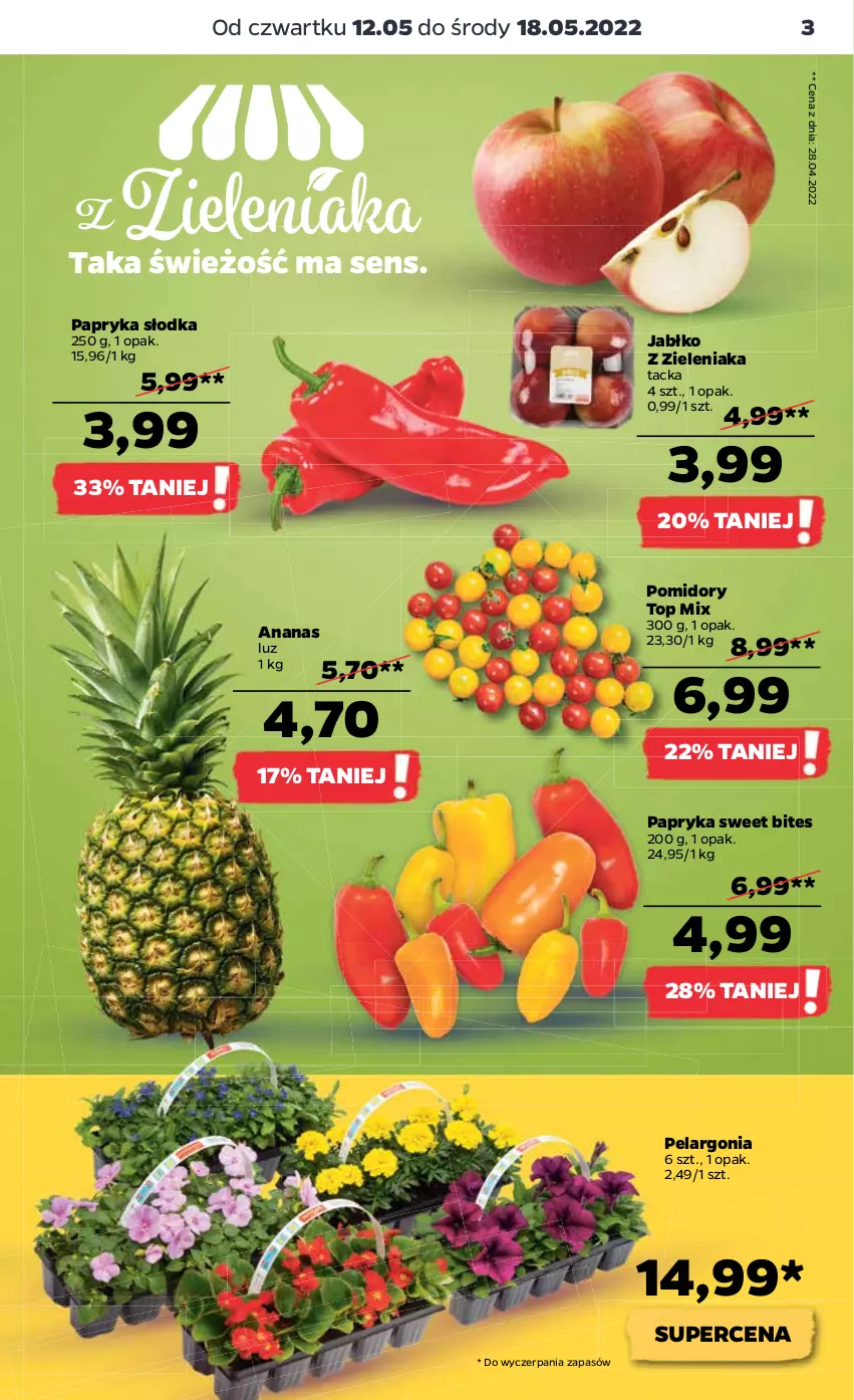 Gazetka promocyjna Netto - Gazetka spożywcza 12.05-18.05 - ważna 12.05 do 18.05.2022 - strona 3 - produkty: Ananas, Papryka, Papryka słodka, Pomidory, Top