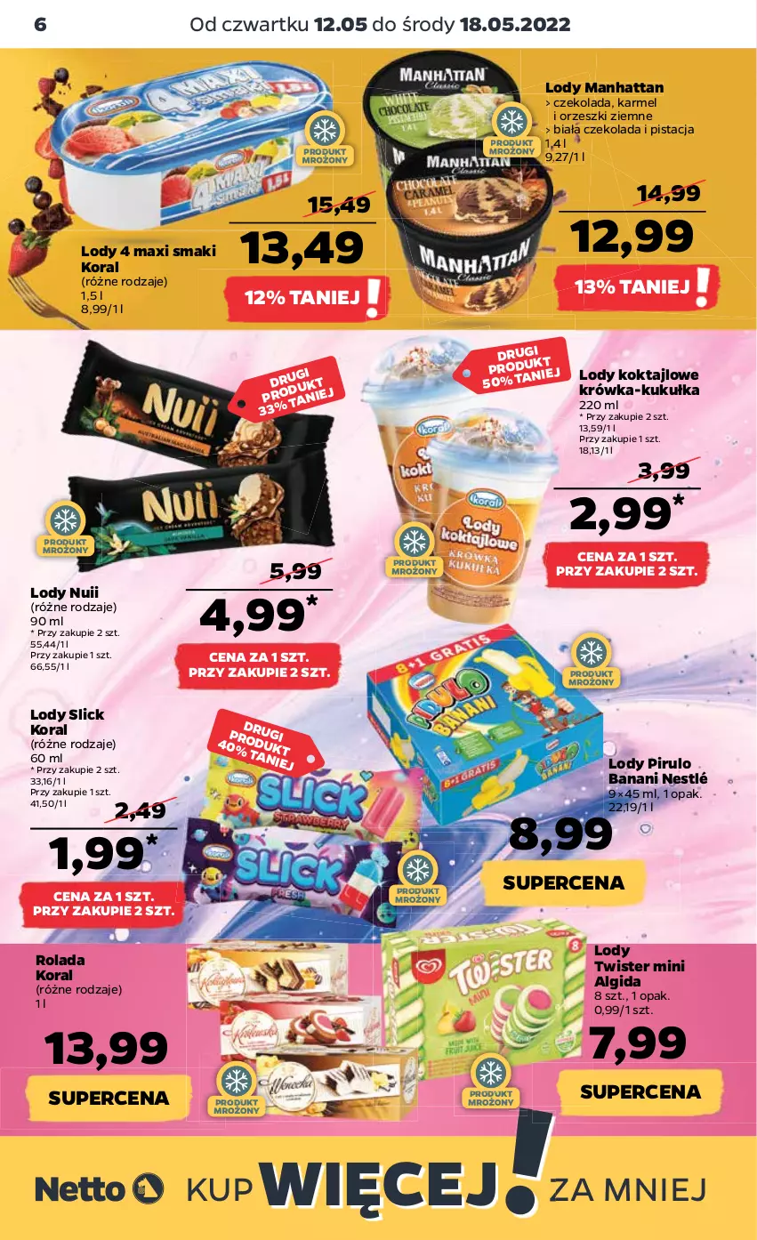 Gazetka promocyjna Netto - Gazetka spożywcza 12.05-18.05 - ważna 12.05 do 18.05.2022 - strona 6 - produkty: Algida, Czekolada, LG, Lody, Nestlé, Orzeszki, Orzeszki ziemne, Rolada