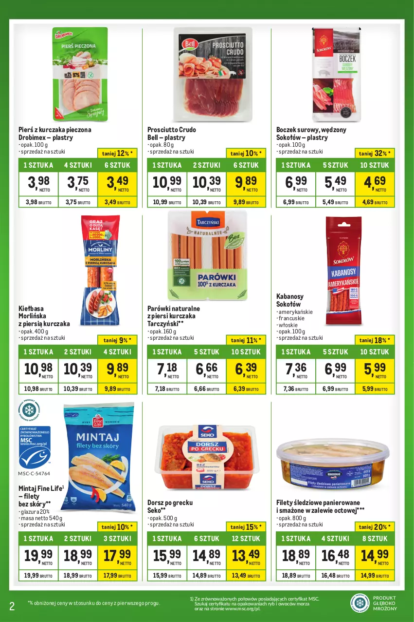 Gazetka promocyjna Makro - Kupujesz więcej płacisz mniej - oferta z alkoholem - ważna 20.02 do 18.03.2024 - strona 2 - produkty: Bell, Boczek, Dorsz, Drobimex, Glazura, Kabanos, Kiełbasa, Kurczak, Lazur, Mintaj, Parówki, Piec, Prosciutto, SEKO, Sok, Sokołów, Tarczyński