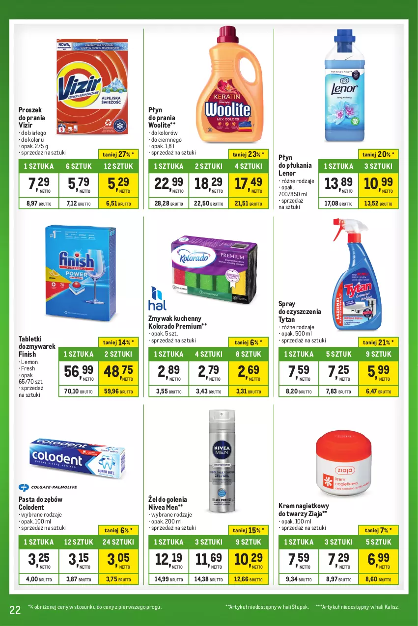 Gazetka promocyjna Makro - Kupujesz więcej płacisz mniej - oferta z alkoholem - ważna 20.02 do 18.03.2024 - strona 22 - produkty: Finish, Kolorado, Lenor, Nivea, Nivea Men, Pasta do zębów, Płyn do płukania, Płyn do prania, Proszek do prania, Spray do czyszczenia, Tablet, Tytan, Vizir, Woolite, Ziaja