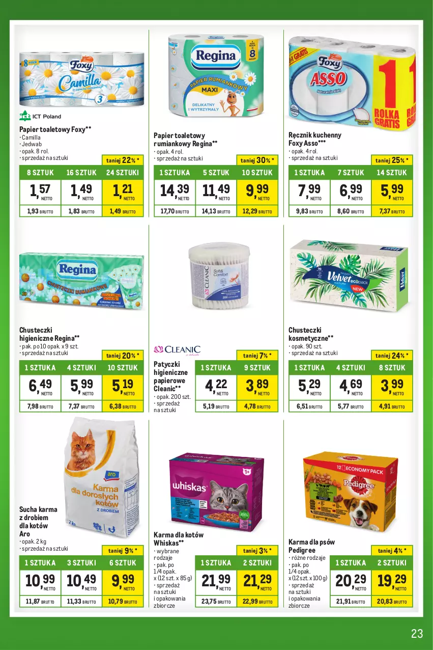 Gazetka promocyjna Makro - Kupujesz więcej płacisz mniej - oferta z alkoholem - ważna 20.02 do 18.03.2024 - strona 23 - produkty: Chusteczki, Chusteczki kosmetyczne, Cleanic, Foxy, Gin, Papier, Papier toaletowy, Pedigree, Ręcznik, Ręcznik kuchenny, Rum, Sucha karma, Whiskas