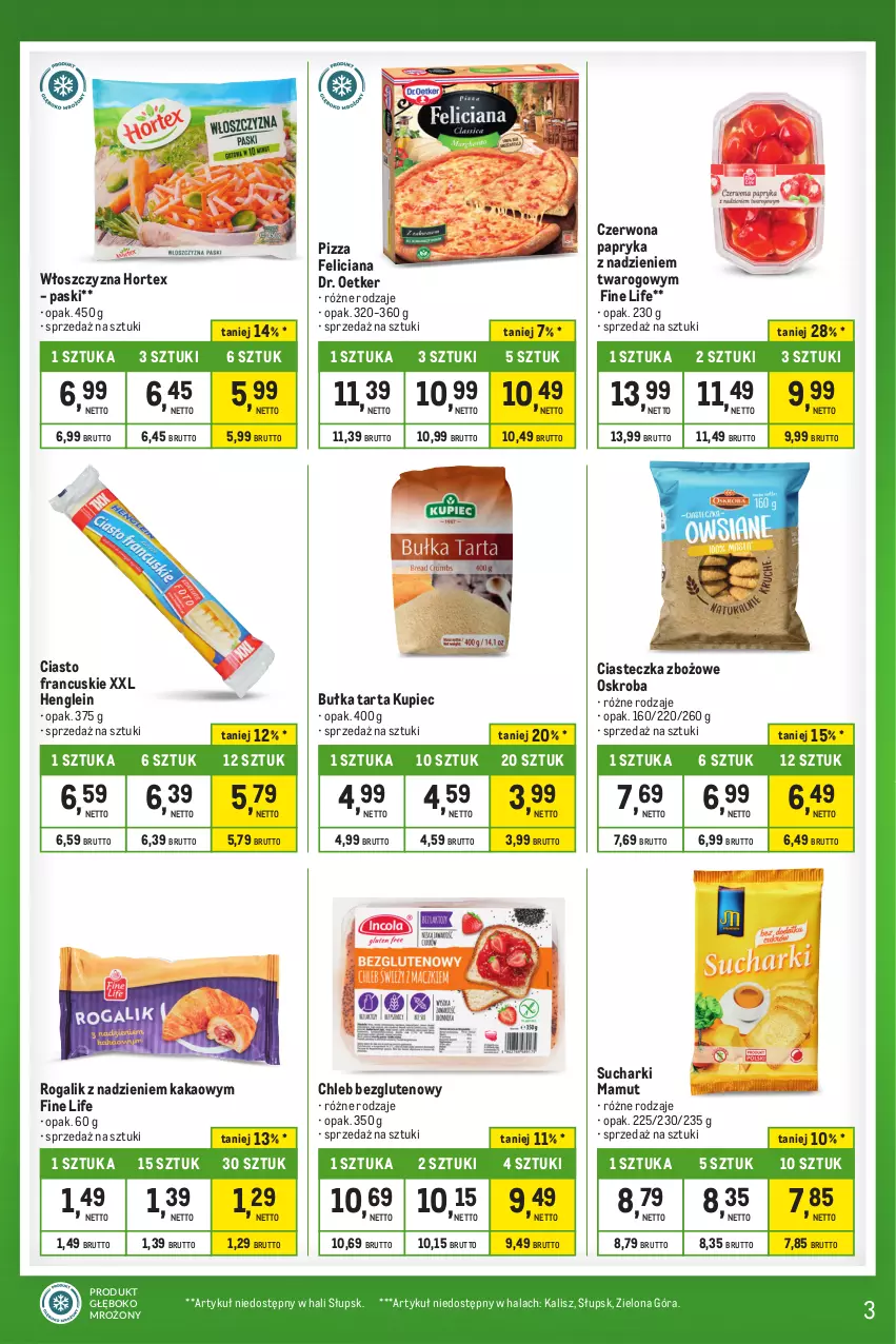 Gazetka promocyjna Makro - Kupujesz więcej płacisz mniej - oferta z alkoholem - ważna 20.02 do 18.03.2024 - strona 3 - produkty: Bułka, Bułka tarta, Chleb, Chleb bezglutenowy, Ciasto francuskie, Dr. Oetker, Feliciana, Hortex, Kakao, Kupiec, Papryka, Piec, Pizza, Rogal, Tarta