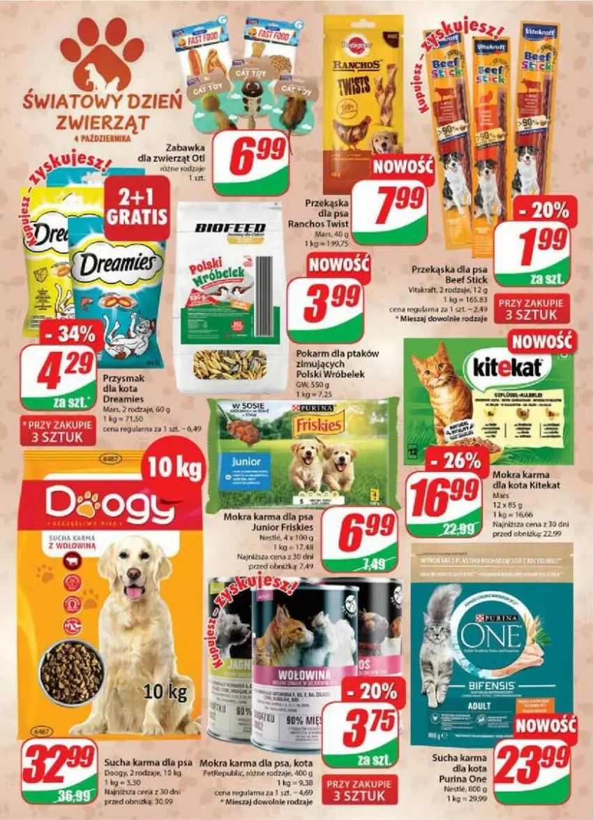 Gazetka promocyjna Dino - ważna 04.10 do 10.10.2023 - strona 15 - produkty: Friskies, KiteKat, Mars, Mokra karma, Pur, Purina, Sucha karma, Vitakraft, Zabawka