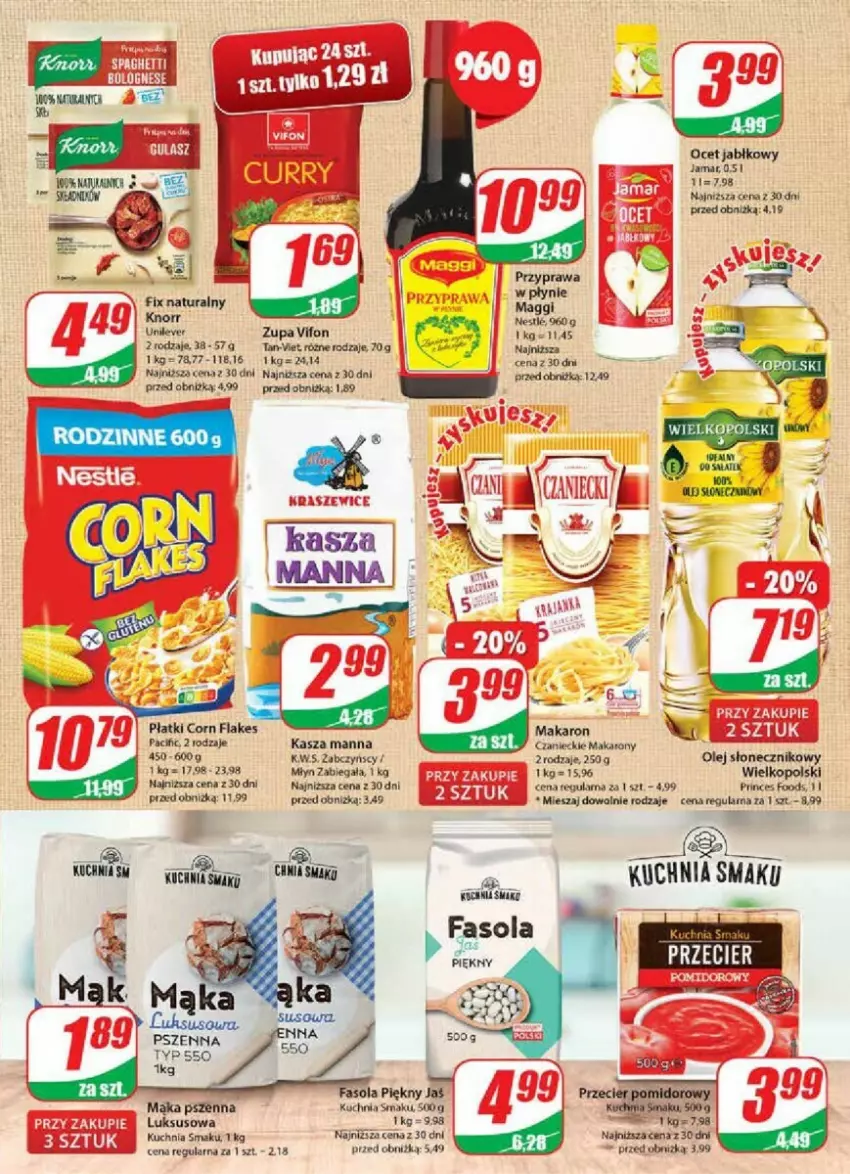 Gazetka promocyjna Dino - ważna 04.10 do 10.10.2023 - strona 22 - produkty: Corn flakes, Gra, Kasza, Kuchnia, Mąka, Mąka pszenna, Makaron, Ocet, Olej, Olej słonecznikowy, Spaghetti