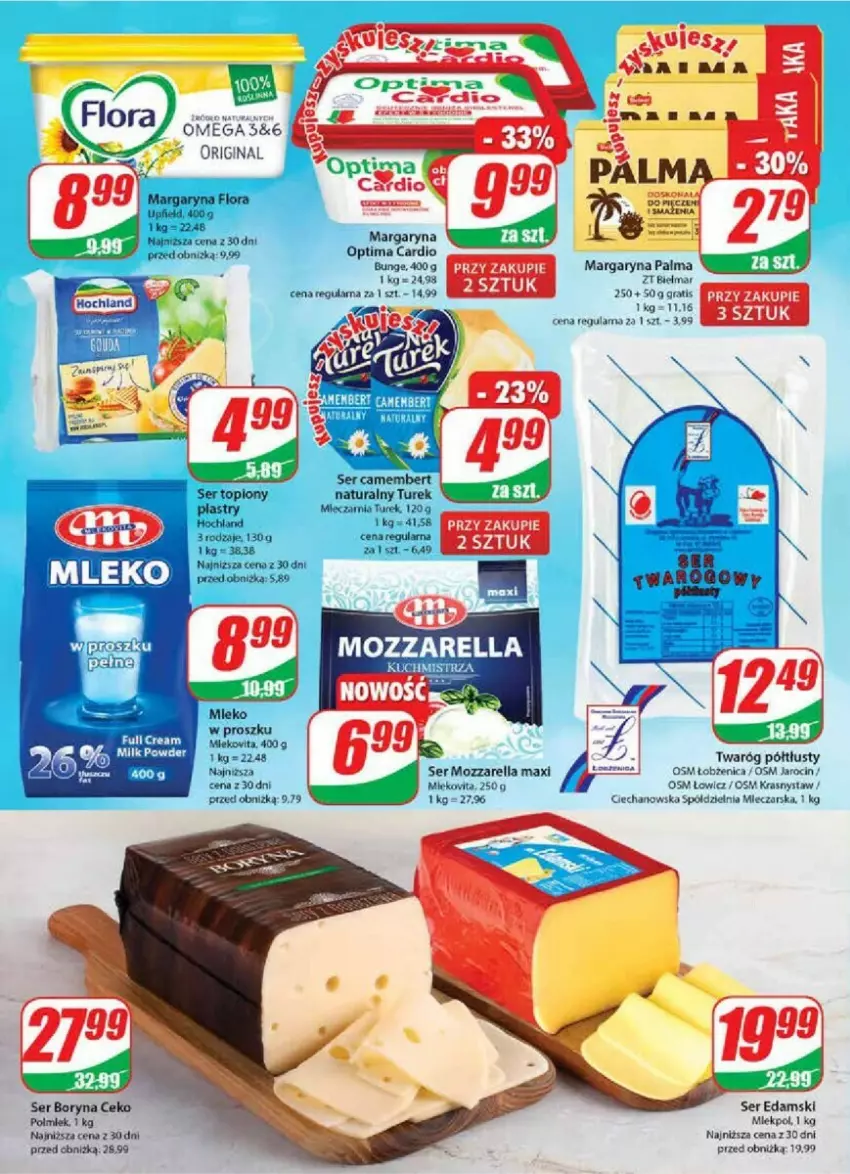 Gazetka promocyjna Dino - ważna 04.10 do 10.10.2023 - strona 6 - produkty: Edam, Flora, Gin, Gra, Margaryna, Mozzarella, Optima, Optima Cardio, Ser, Ser topiony, Top, Twaróg, Twaróg półtłusty