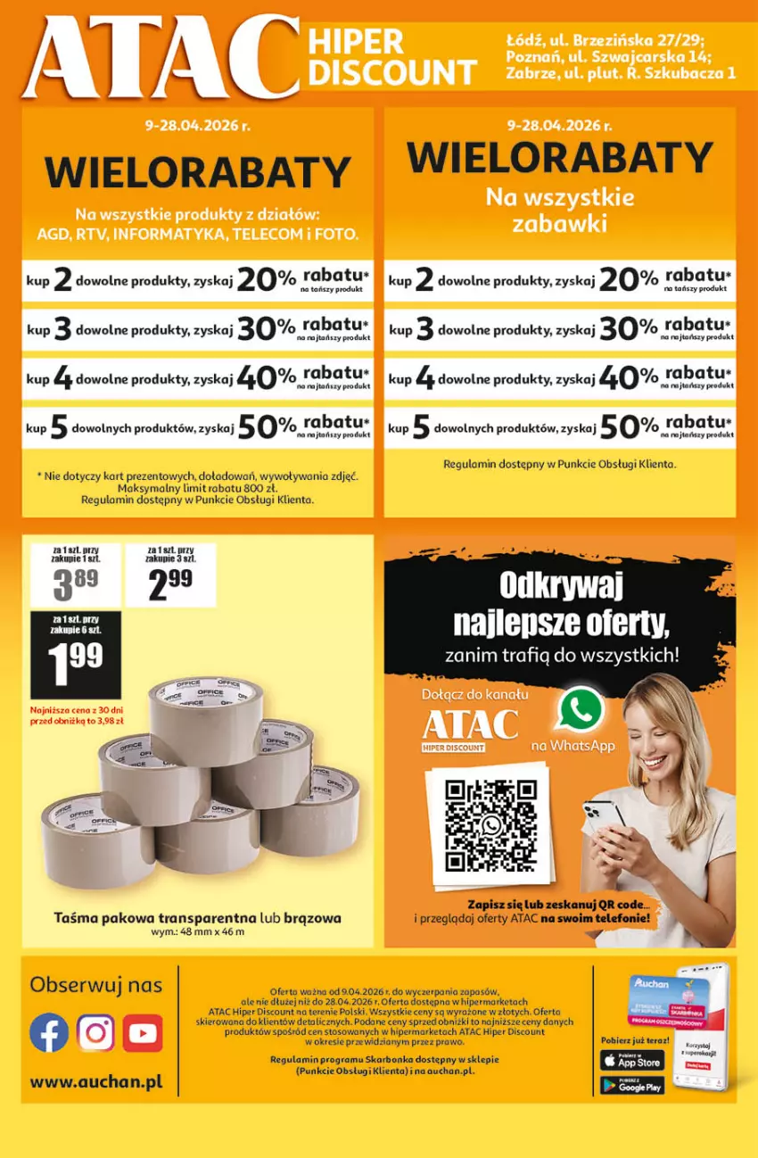 Gazetka promocyjna Auchan - Gazetka ATAC Hiper Discount - ważna 09.04 do 28.04.2026 - strona 4 - produkty: Gra, LG, Taśma pakowa, Telefon, Tera, Tran