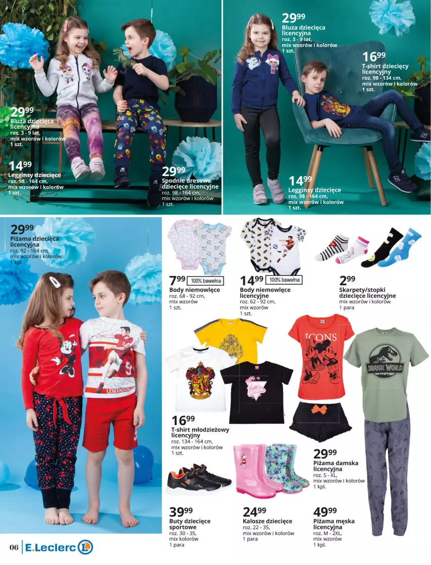 Gazetka promocyjna E Leclerc - ważna 15.03 do 26.03.2022 - strona 6 - produkty: Bluza, Body, Buty, Dzieci, Gin, Karp, Legginsy, Piżama, Por, Spodnie, Sport, T-shirt, Top