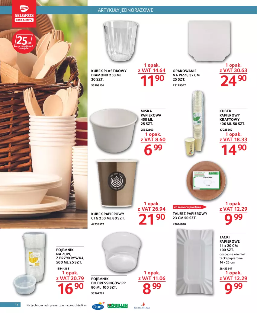 Gazetka promocyjna Selgros - Oferta gastronomiczna - ważna 06.10 do 19.10.2022 - strona 14 - produkty: Dres, Kubek, Kubek papierowy, Miska, Papier, Pojemnik, Talerz, Talerz papierowy