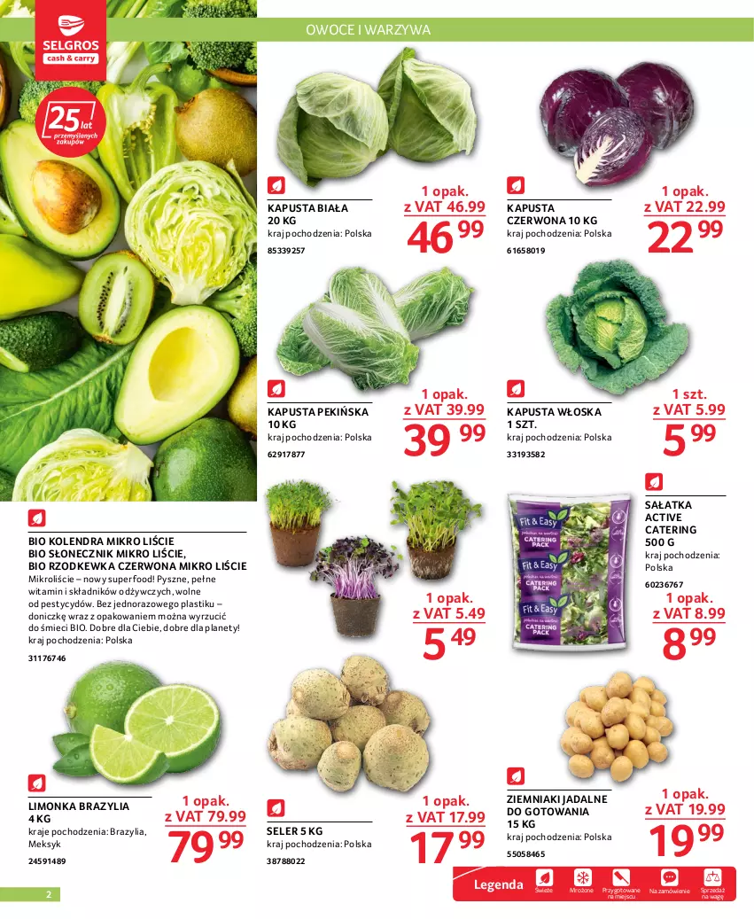 Gazetka promocyjna Selgros - Oferta gastronomiczna - ważna 06.10 do 19.10.2022 - strona 2 - produkty: Kolendra, Limonka, Mikroliście, Owoce, Sałat, Sałatka, Warzywa, Ziemniaki