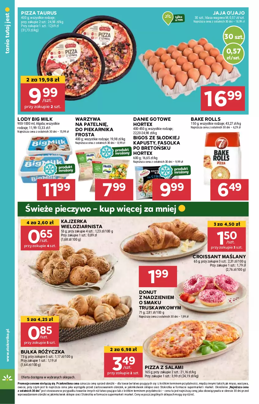 Gazetka promocyjna Stokrotka - Market Opole/Radom - ważna 07.11 do 13.11.2024 - strona 14 - produkty: Algida, Bake Rolls, Big Milk, Bigos, Bułka, Croissant, Danie gotowe, Donut, Fa, Frosta, Hortex, Jaja, Kajzerka, LG, Lody, Mięso, Owoce, Piec, Pieczywo, Piekarnik, Pizza, Salami, Warzywa