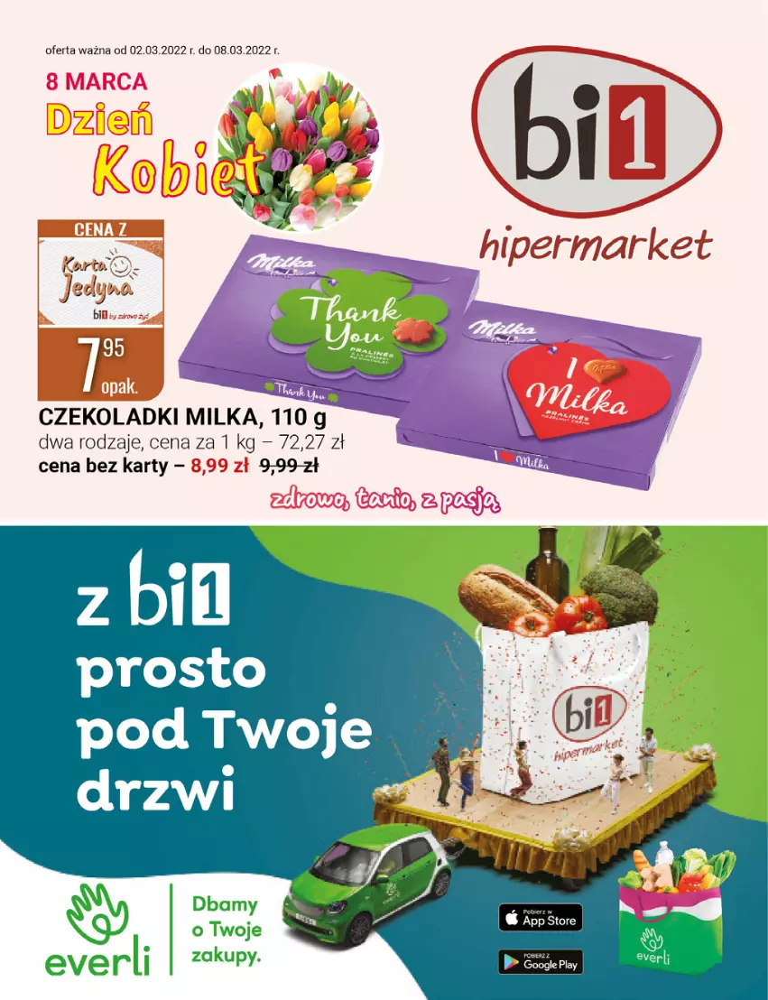 Gazetka promocyjna Bi1 - Dzień Kobiet - ważna 02.03 do 08.03.2022 - strona 1 - produkty: Drzwi, Milka