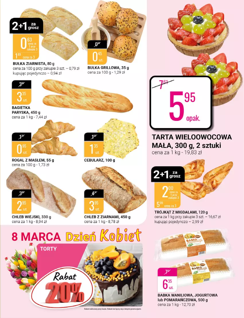 Gazetka promocyjna Bi1 - Dzień Kobiet - ważna 02.03 do 08.03.2022 - strona 9 - produkty: Babka, Bagietka, Bułka, Chleb, Grill, Jogurt, Koc, Rogal, Tarta