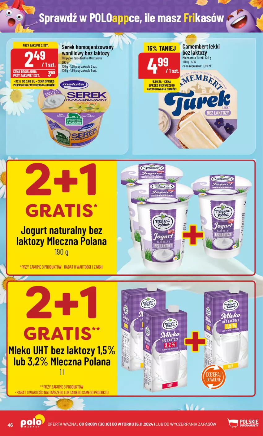 Gazetka promocyjna PoloMarket - Gazetka pomocyjna - ważna 30.10 do 05.11.2024 - strona 46 - produkty: Camembert, Gra, Jogurt, Jogurt naturalny, LANA, Mleko, Ser, Serek, Serek homogenizowany