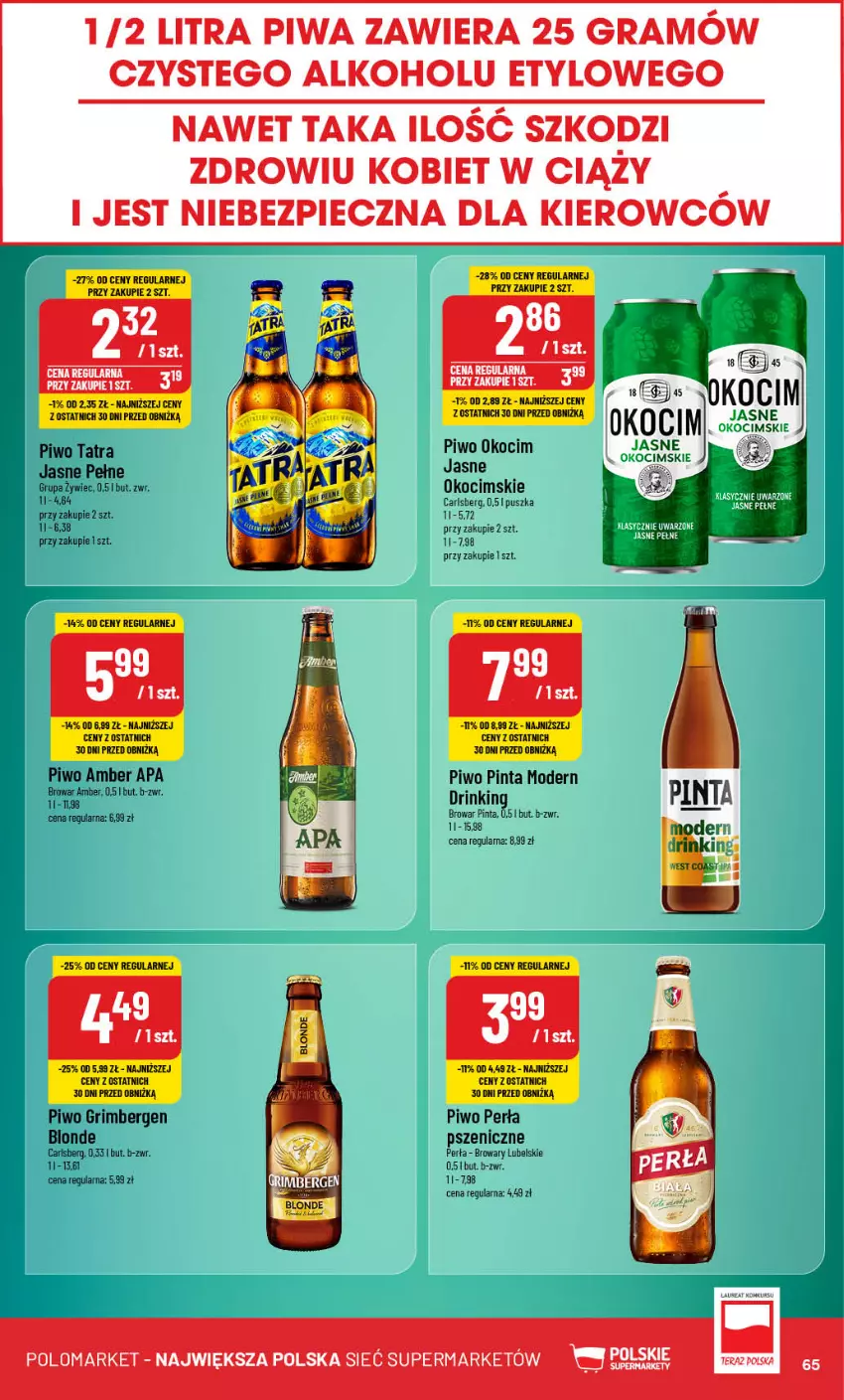 Gazetka promocyjna PoloMarket - Gazetka pomocyjna - ważna 30.10 do 05.11.2024 - strona 65 - produkty: Carlsberg, Gra, Koc, Okocim, Perła, Piec, Piwa, Piwo, Tatra