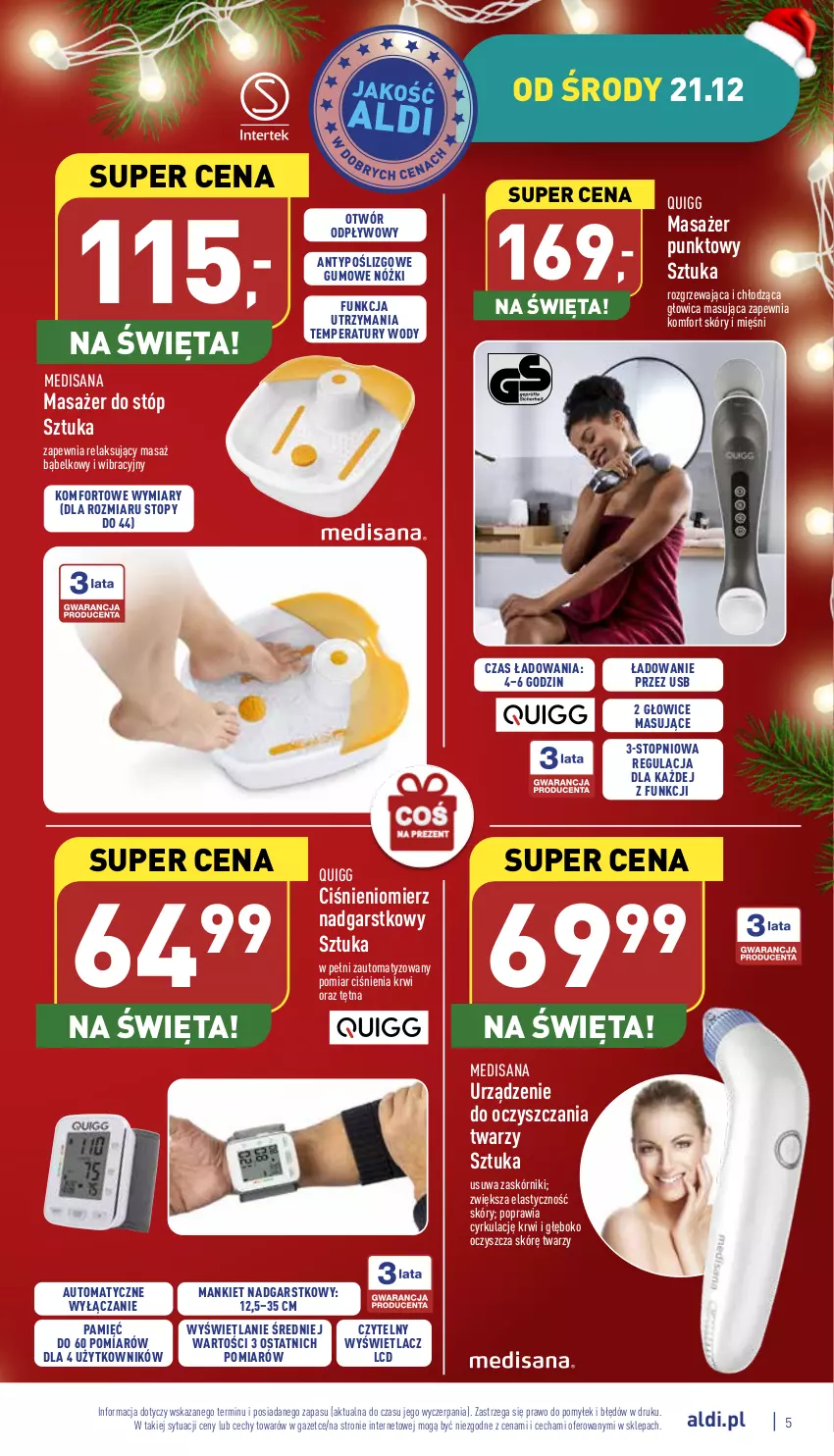 Gazetka promocyjna Aldi - Zaplanuj zakupy wcześniej - ważna 21.12 do 24.12.2022 - strona 5 - produkty: Ciśnieniomierz, Isana, Masażer, Top