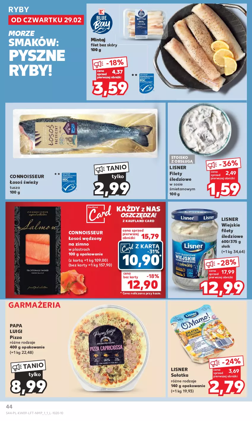 Gazetka promocyjna Kaufland - Gazetka tygodnia - ważna 29.02 do 06.03.2024 - strona 44 - produkty: Lisner, Mintaj, Pizza, Sałat, Sałatka, Sos, Tusz