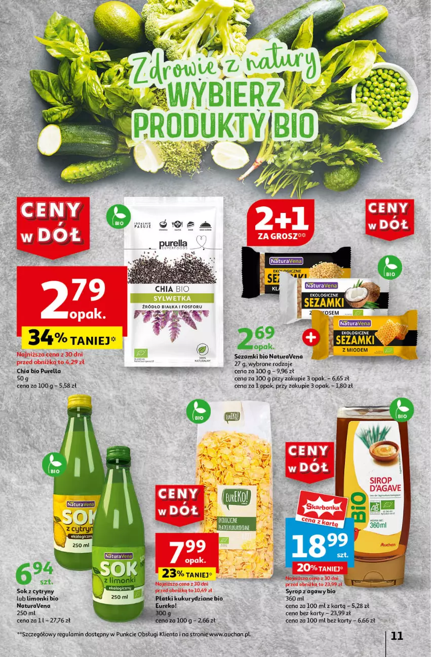 Gazetka promocyjna Auchan - Gazetka CENY W DÓŁ Hipermarket Auchan - ważna 20.06 do 26.06.2024 - strona 13 - produkty: Chia, Cytryny, Pur, Sezam, Sok, Syrop