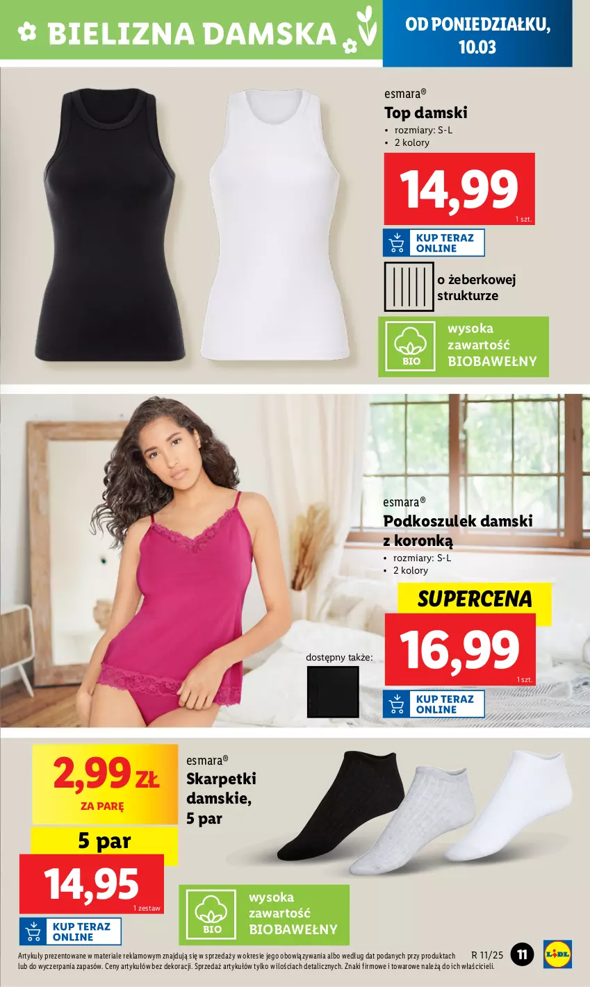 Gazetka promocyjna Lidl - GAZETKA - ważna 10.03 do 15.03.2025 - strona 11 - produkty: Bielizna, Karp, Kosz, Podkoszulek, Skarpetki, Sok, Top