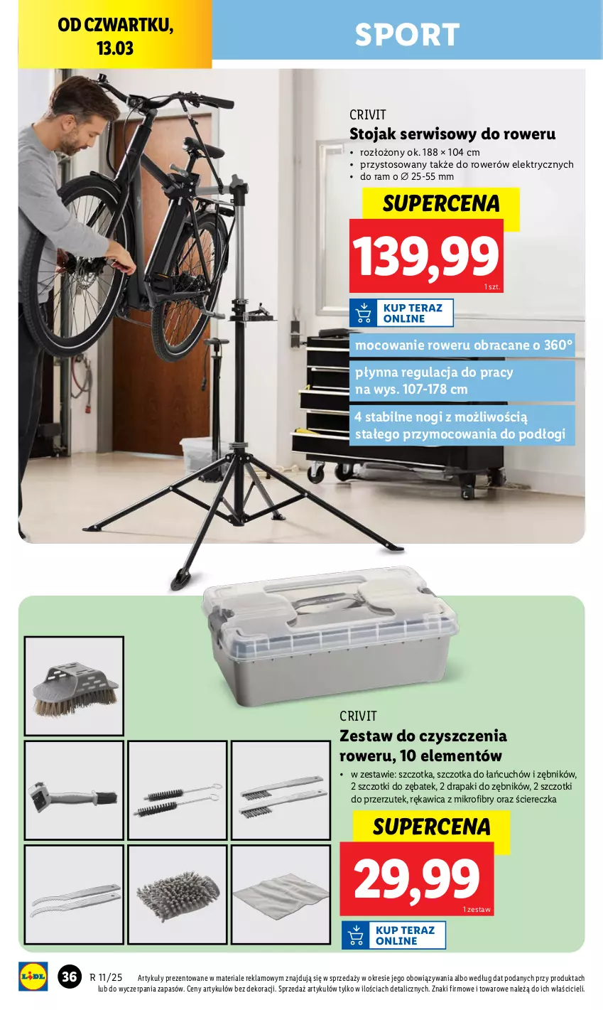 Gazetka promocyjna Lidl - GAZETKA - ważna 10.03 do 15.03.2025 - strona 36 - produkty: Drapak, Por, Rower, Ser, Sport, Stojak, Szczotka