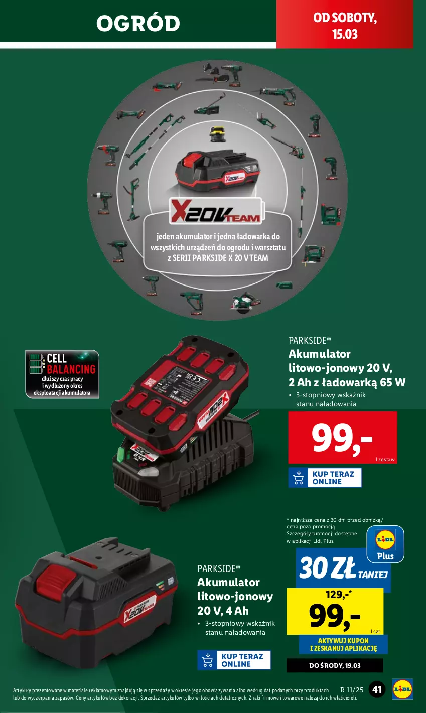 Gazetka promocyjna Lidl - GAZETKA - ważna 10.03 do 15.03.2025 - strona 43 - produkty: Akumulator, Ogród, Parkside, Ser, Top, Warka