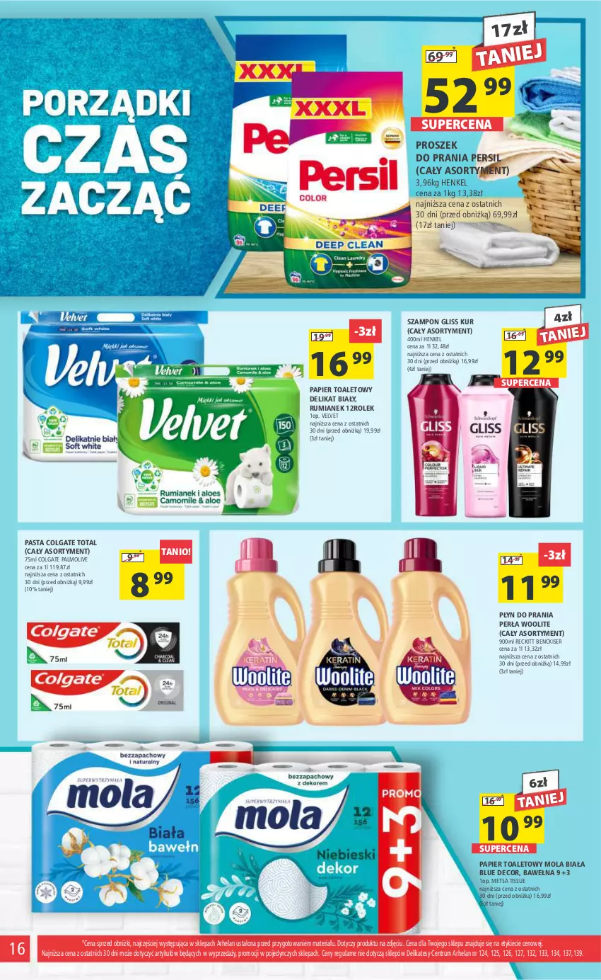 Gazetka promocyjna Arhelan - Gazetka - ważna 09.02 do 18.02.2024 - strona 16 - produkty: Colgate, Colgate Total, Gliss Kur, LG, Mola, Palmolive, Papier, Papier toaletowy, Perła, Persil, Płyn do prania, Proszek do prania, Rum, Ser, Szampon, Velvet, Wełna, Woolite