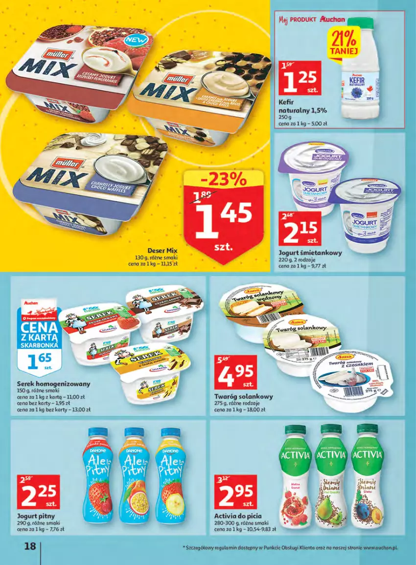 Gazetka promocyjna Auchan - Megapromocje są w cenie Hipermarkety - ważna 12.05 do 18.05.2022 - strona 18 - produkty: Activia, Deser, Jogurt, Jogurt pitny, Kefir, Ser, Serek, Serek homogenizowany, Solan, Twaróg