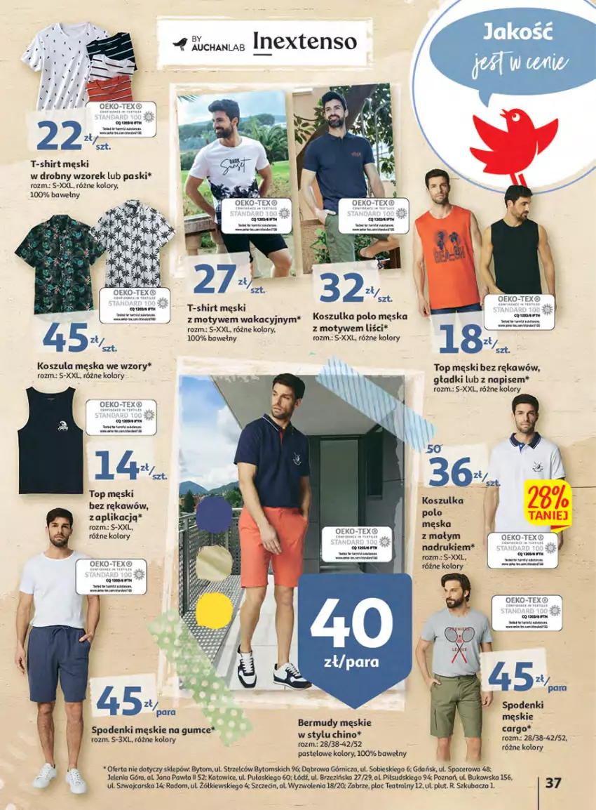 Gazetka promocyjna Auchan - Megapromocje są w cenie Hipermarkety - ważna 12.05 do 18.05.2022 - strona 37 - produkty: Acer, Bermudy, Cars, Chia, Fa, Kosz, Koszula, Koszulka, Sól, T-shirt, Top, Wazon